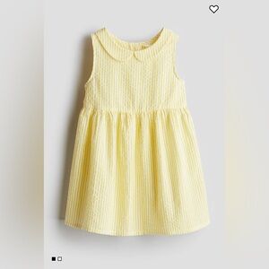 H&M Girls Yellow White Striped Seersucker Dress Peter Pan Collar Size 6